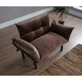 thumbnail image 2 of Modern Sofa Bed Couch, Loveseat Futon for Living Room, Foldable Memory Foam Furniture with Adjustable Backrest and Armrests, Convertible Sigle Sofa for Home, Office, Lounge, Brown, 2 of 7