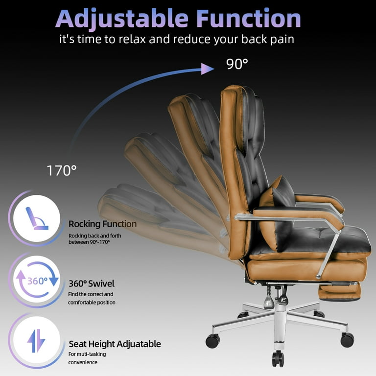 Reclining Executive Office Chair with Footrest, HomeZeer High Back