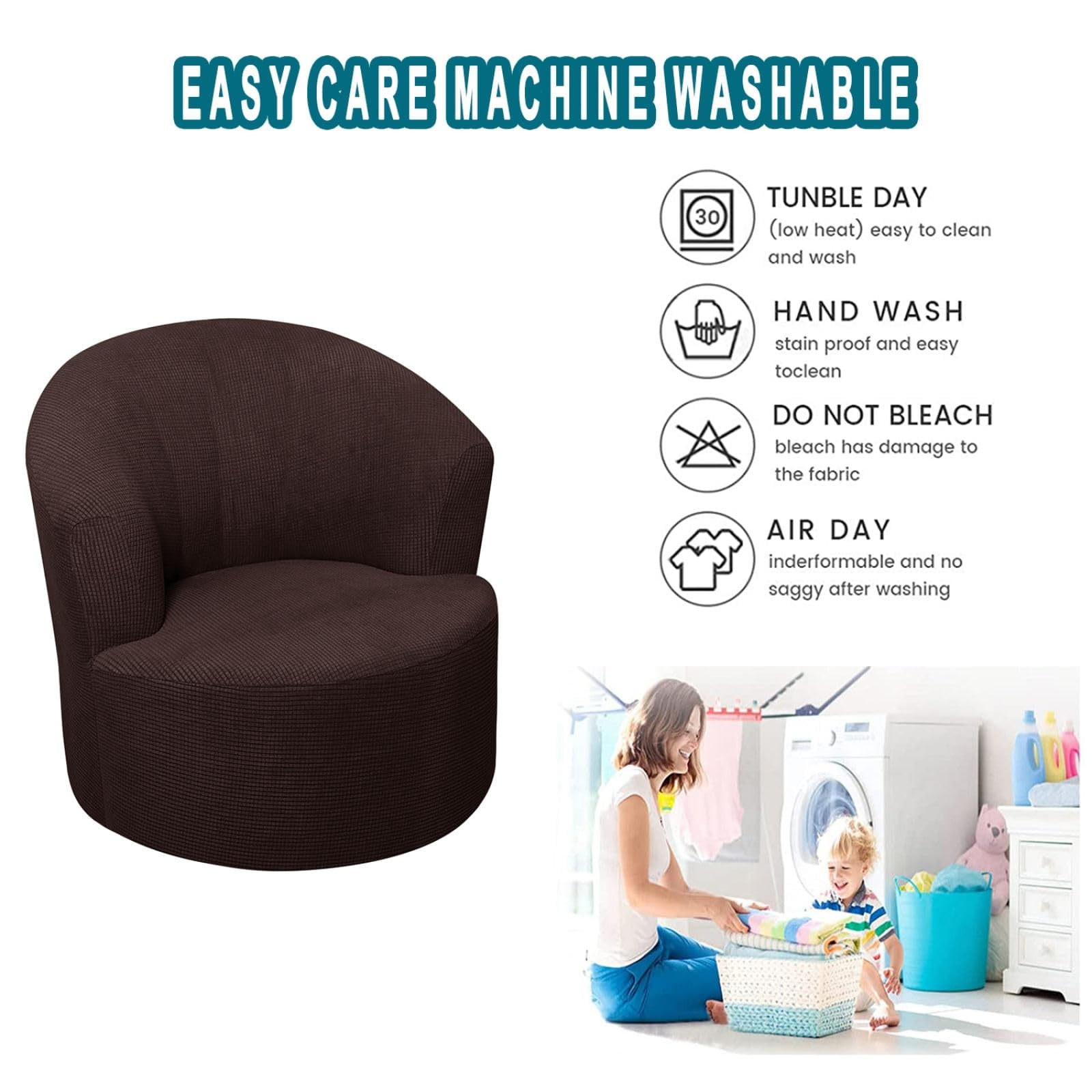 Round Club Swivel Barrel Chair Cover Modern Accent Round Club Armchair Slipcover Soft Stretch Chair Covers for Living Room,Barrel Chair Cover,Stretch Swivel Chair Slipcover Soft Barrel Sofa Cover