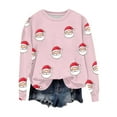 thumbnail image 2 of GuzomFashion Womens Pink Santa Print Christmas Sweatshirt - Soft Polyester, Crew Neck Long Sleeve, Relaxed Fit, S-XXL for Holiday Gatherings & Casual Winter Outings,Size XL, 2 of 4