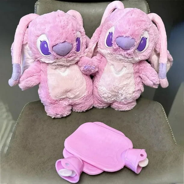 Botella caliente de felpa de punto para mujer, botella suave de Ángel Kawaii Lotso, botellas de agua caliente portátiles para invierno, regalo de Navidad para estudiantes, novedad de 2023