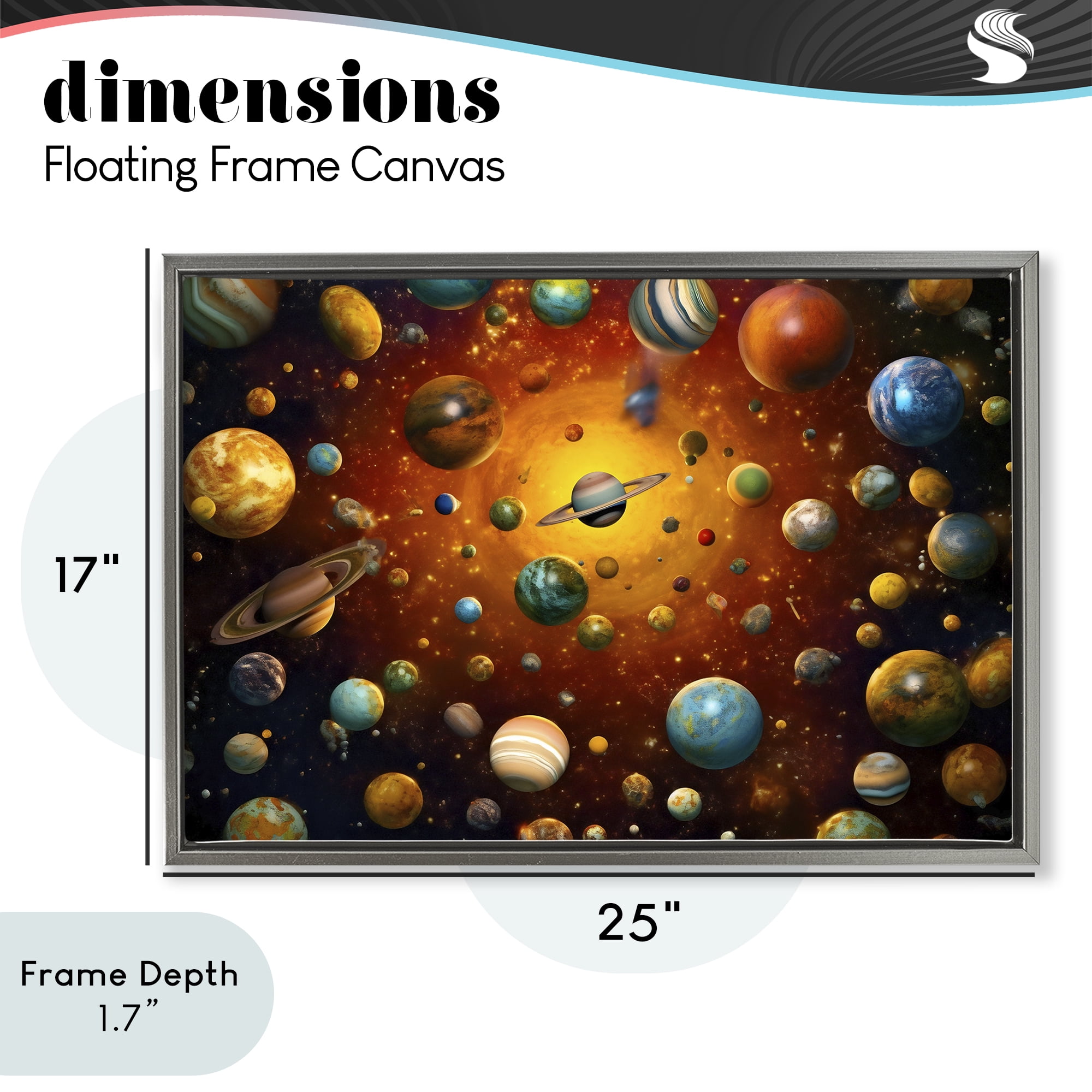 Stupell Industries Cosmic Marbles Galaxy Gray Framed Floater Canvas Wall Art, design by Ray Powers