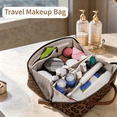 thumbnail image 5 of WANDF Travel Makeup Bag,PU Leather Toiletry Bag for Women,Waterproof Cosmetic Bag,Flat Open Portable Cosmetic Organizer for Skincare, Brushes,Travel Essentials(Brown Leopard Print), 5 of 11