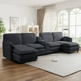 thumbnail image 7 of Wiilayok U Shaped Sectional Sofa,161" Oversized Modular Cloud Couch Sofa with 2 Ottoman and Extra Deep Seat for Living Room，4 Seater Modern Chenille with Central Console USB Port, Grey, 7 of 7