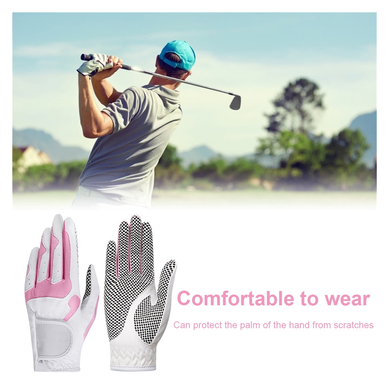1 Pair Golf Gloves Women Anti-slip Microfiber Cloth Mitten Elastic Glove