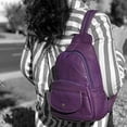 thumbnail image 4 of Silver Fever Leather Backpack Medium Size Top Entry Purple_Textured, 4 of 4