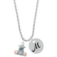 thumbnail image 1 of Delight Jewelry Resin Grey Hippopotamus Honey Silvertone Script Initial Disc - M - Charm Necklace, 20"+3", 1 of 4