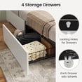 thumbnail image 6 of Farmhouse Bed Frame Queen Size with 4 Storage Drawers and Bookcase Headboard, LED Wooden Bed with Hidden Space, No Box Spring Needed, White, 6 of 9