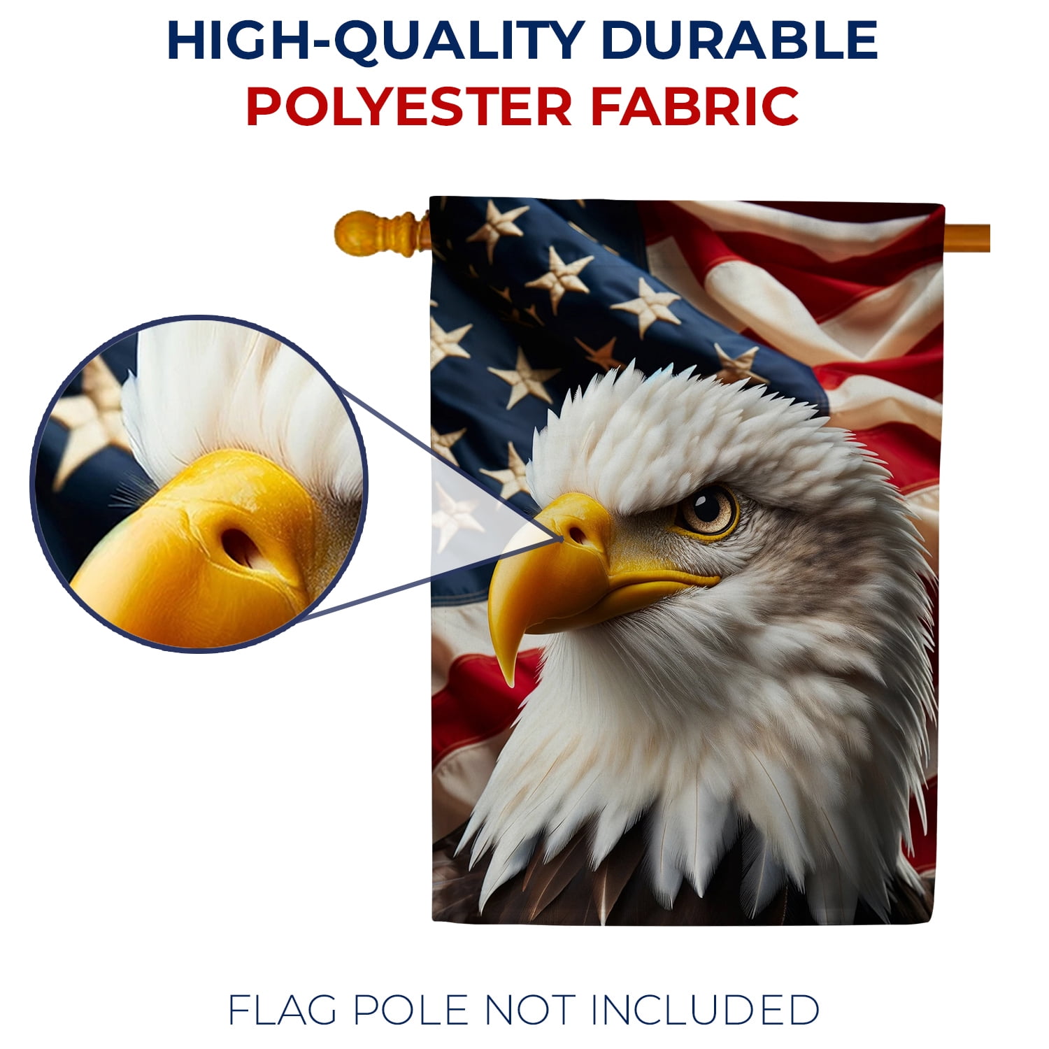 America Forever Eagle Patriotic House Flag, 28x40 inch Double Sided, Patriotic Stars and Stripes Eagle Flags USA 4th of July Memorial Day Independence Day July 4 Yard Outdoor Decoration