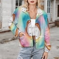 thumbnail image 3 of Jackets for Women Winter Coat Jackets Flannel Stand Collar Jacket(Rainbow Tie-Dye Donut,Size:S-4XL), 3 of 7