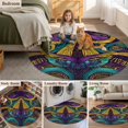 thumbnail image 5 of Round Rugs 6Ft, Yellow Purple Green Round Area Rug Washable Indoor Throw Carpet, Modern Abstract Art Geometric Soft Non Slip Circle Rug for Office Cabinet Home Decor Aesthetic, 5 of 8