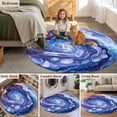 thumbnail image 5 of Round Rugs 4Ft, Modern Blue Round Area Rug Washable Indoor Throw Carpet, Abstract Contemporary Art Moire Soft Non Slip Circle Rug for Kitchen Nursery Room Home Decor Aesthetic, 5 of 8