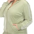 thumbnail image 4 of White Mark Women's 2-Piece Velour Long Sleeve Tracksuit Set with Faux Leather Stripe, 4 of 6