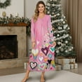 thumbnail image 4 of Psesaysky Women's Christmas Wave Stripes Nightgown Long Sleeve - Soft Comfy Sleepwear, Cozy Warm Long Full Length Sleep Dress Loungewear, Small, 4 of 7