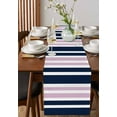 thumbnail image 4 of Navy Blue Pink Striped Table Runner 48 Inches, Modern Minimalist Ombre Lines Bed Runner Dresser Scarves Tabletop for Indoor Outdoor Parties/Ceremony/Banquet, 13" x 48", 4 of 8
