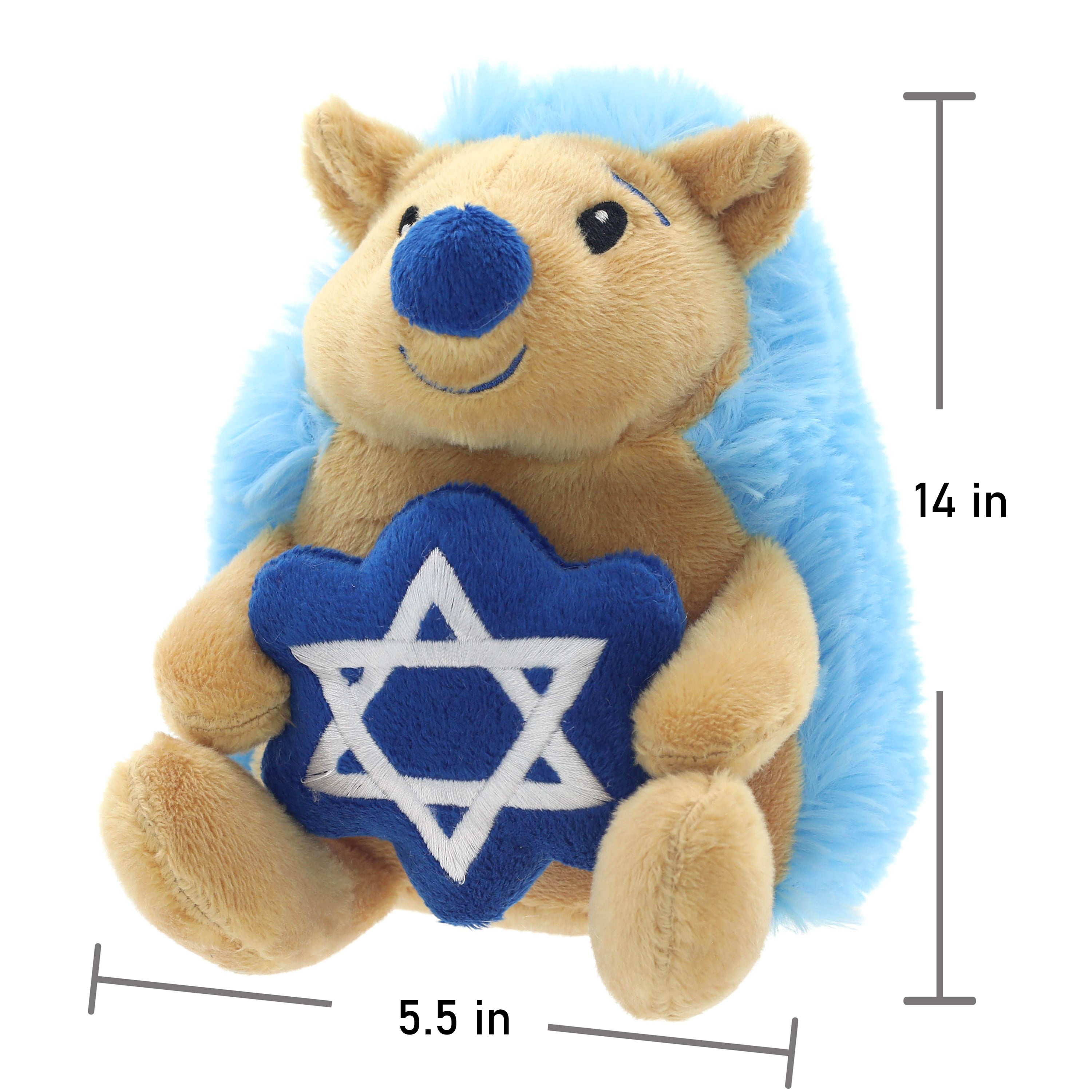 (4 pack) Hanukkah Blue Hedgehog Child's Plush Toy, 7 in, by Way to Celebrate
