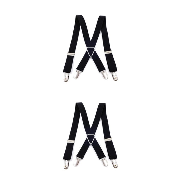 Jumpingount Correa para pantalones con tirantes en forma de X con 4 pinzas para fotografía, pantalones ajustables informales, abrazadera para Negro 2piezas