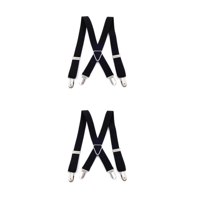 Sonducket Correa para pantalones con tirantes en forma de X con 4 pinzas, pantalones cruzados ajustables, abrazadera para cinturón, Clip para Negro 2piezas