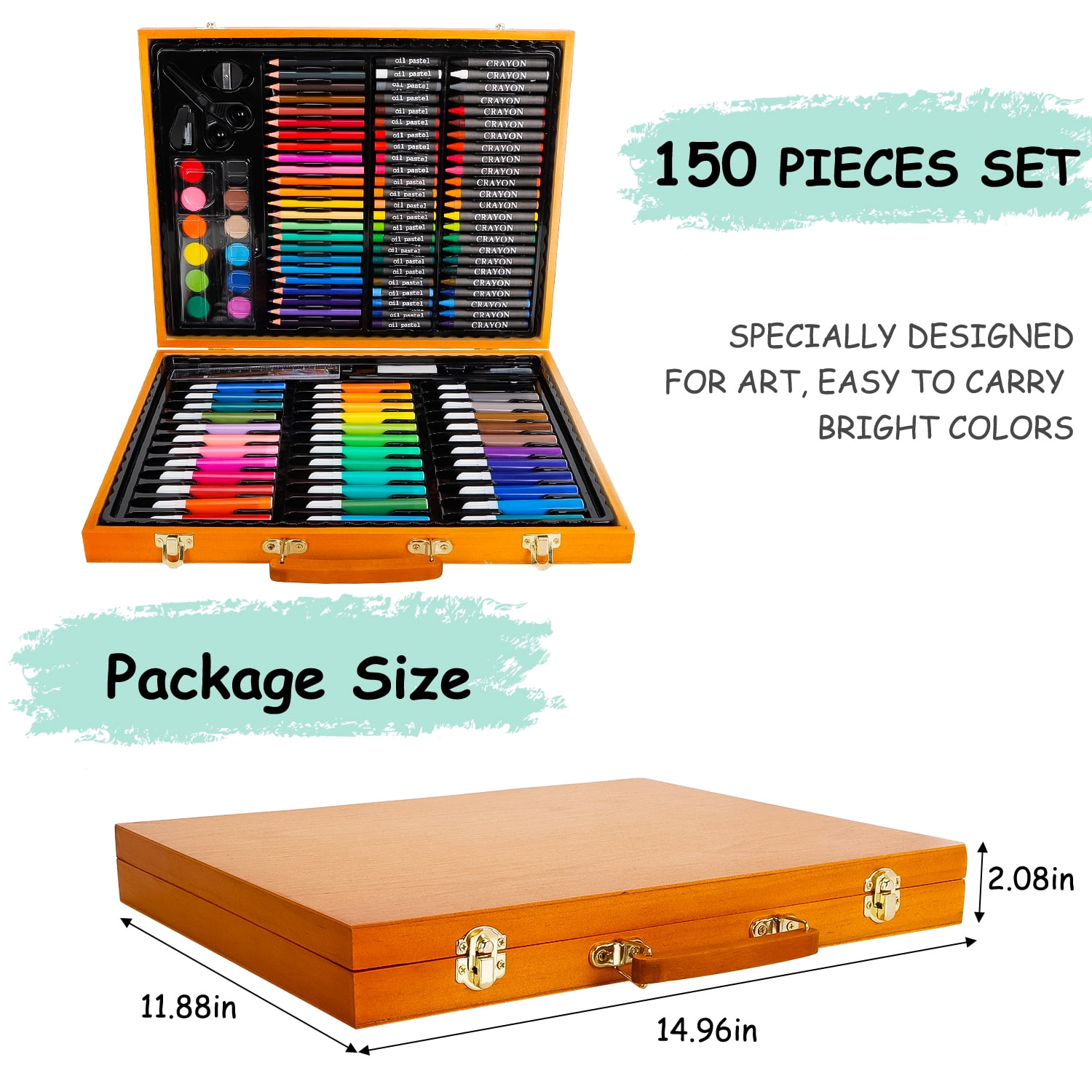 Xueyu 150 Pieces Art Supplies Set with Wooden Case, Professional Art Kit for Drawing, Painting and Crafting, Perfect for Teenagers, Adults, Beginners, and Artists