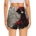 thumbnail image 2 of Lsque Dark Red Hooded Girl Printed Women's Running Shorts with Liner Pockets,Elastic Quick Dry Workout Athletic Gym Yoga Shorts,Womens High Waist Shorts-X-Large, 2 of 9