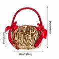 thumbnail image 2 of Woven Flower Basket Elegant Rustic Bows Large Capacity Lightweight Portable Basket for Storage,Weddings and Picnic (Red, 15cmx24cm), 2 of 6