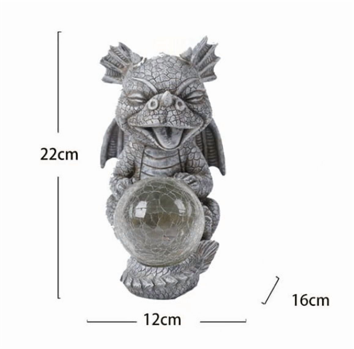 JIhuahe Solar Powered Dinosaur Garden Light, Outdoor Resin Dragon Sculpture Decoration with LED Moon Lamp, Creative Dinosaur Statue for Balcony Yard Decor, Solar Energy Powered,A