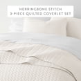 thumbnail image 2 of Noble Linens Ivory Herring Pattern Quilted Coverlet, King / CalKing, 2 of 12