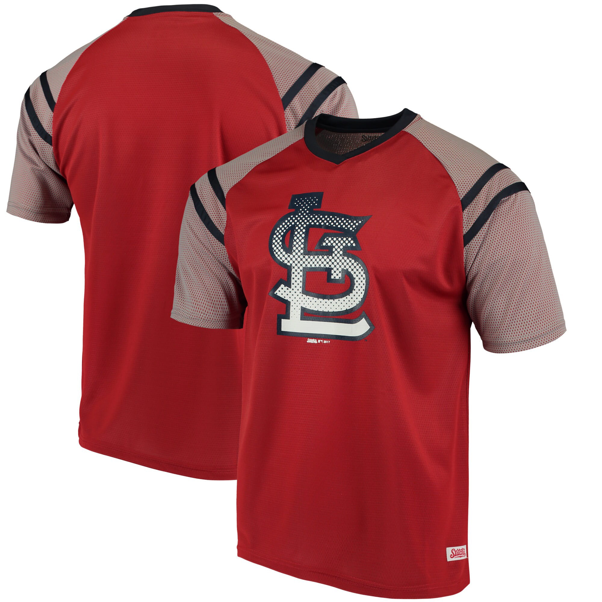 St. Louis Cardinals Stitches V-Neck Mesh Jersey T-Shirt ...
