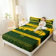 thumbnail image 4 of Feelyou Kids Rugby Queen Sheet Sets for Boys, Green Bay Football Flat Sheet, American Football Print Queen Fitted Sheet, Dark Green Orange Home Decor, 4 of 7