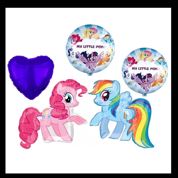 My Little Pony Rainbow Dash and Pinkie Pie Balloon Bouquet - 5 Piece Party Decoration Set