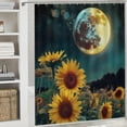 thumbnail image 6 of Creowell Sunflowers Full Moon Space Art Pretty Shower Curtain Bathroom Decor 100% Polyester Chic Modern Shower Curtain with Hooks 69x72, 6 of 7