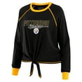 thumbnail image 2 of Women's WEAR by Erin Andrews Black Pittsburgh Steelers Tie-Front Long Sleeve T-Shirt, 2 of 4