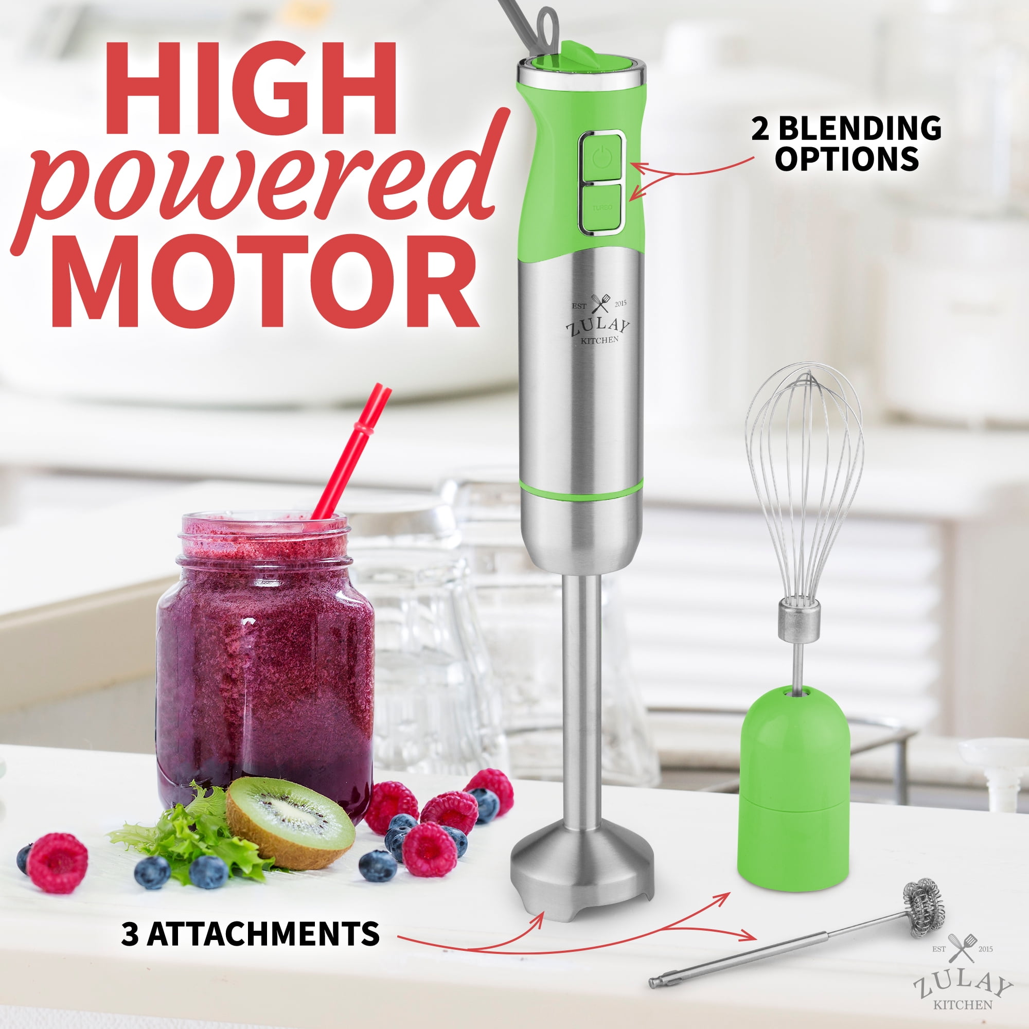 Cordless Multi-Speed Immersion Hand Blender with Attachments - Green –  MXMBLENDER