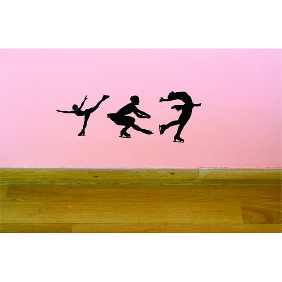 Pro Ice Skater World Professional Figure Skating Championships Sports Silhouette Vinyl Wall Decal Sticker ? 14x28 Inches