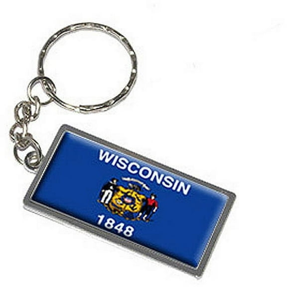 Wisconsin State Flag Keychain Key Chain Ring