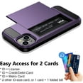thumbnail image 4 of SURJDE Case for iPhone 15 with Card Holder, Dual Layer Wallet Phone Case Hidden Card Slot Sliding Protective Hard Shell Back Cover Slim Case Compatible with iPhone 15, 6.1 Inch Grey Purple, 4 of 7