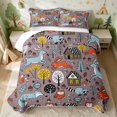 thumbnail image 2 of Erosebridal Fox Twin Quilt Set for Boys Girls, Woodland Cabins Twin Coverlet Set, 2 Pieces 1 Bedspread and 1 Pillowcase, 2 of 7