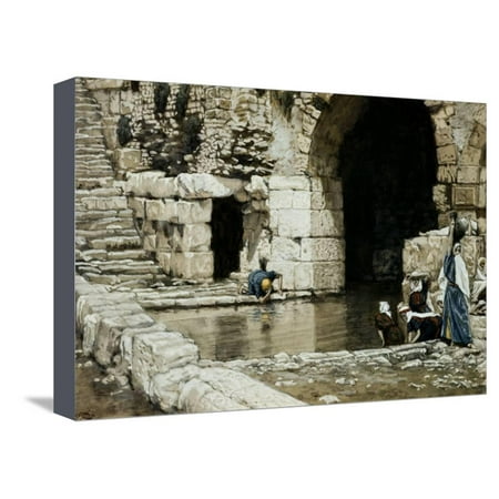 Blind Man Washes in the Pool of Siloam Stretched Canvas Print Wall Art By James (Best Way To Wash Blinds)
