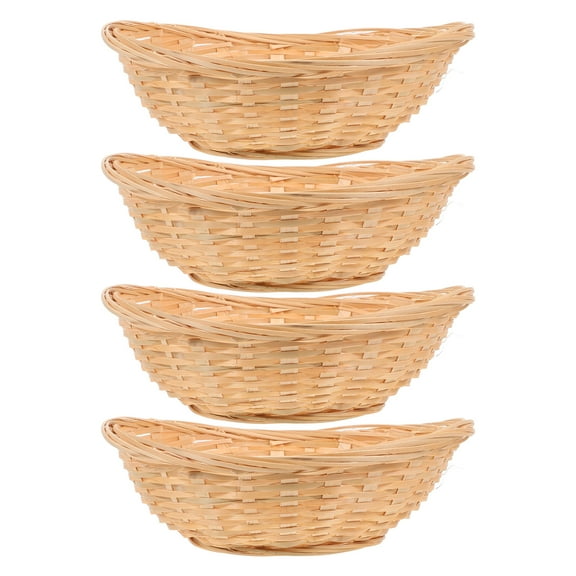 DEEPCRAFF Bread Box Wicker Bread Basket Khaki Bamboo 4Pcs