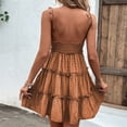 thumbnail image 4 of FAIWAD Robe d'Été à Pois pour Femmes, Bordure à Volants, Robe Courte Plissée à Étages, Mini-Robe à Lacets avec Nœud, Robe Fluide à Bretelles, 4 of 4