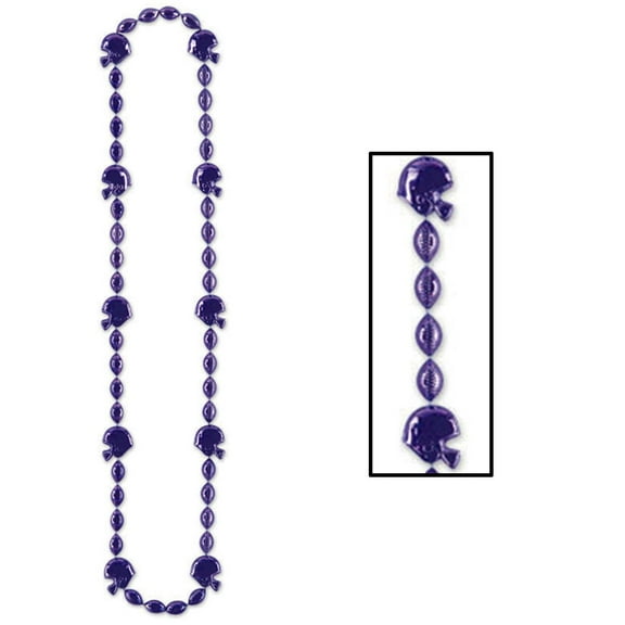 12 Pack Beistle Football Party Bead Necklaces - Purple
