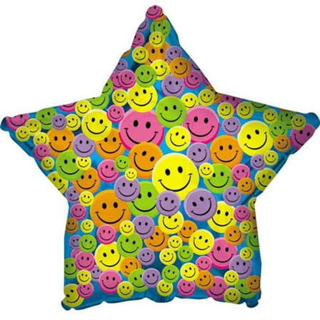 18" SMILEY FACE STAR Balloon  Party Supplies Decorations Foil Mylar Balloon