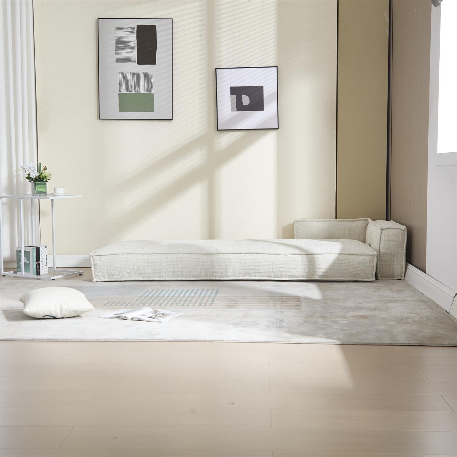 Demi Bonn 78" Versatile Chenille Sectional Sofa with Side Pocket, Modern Couch for Living Room, Customize Layout to Fit Any Space, White