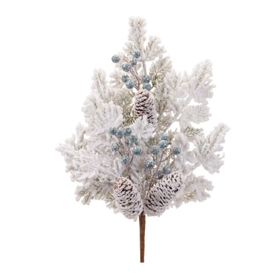 Melrose International Flocked Pine w/Berry Spray (Set of 2) 26.5"H Plastic