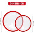 thumbnail image 2 of 100Pcs Clear Plastic Plates with Red Rim,Disposable Party Plates with 50 Dinner Plates and 50 Dessert Plates,Heavy Duty Plastic Plates Set for Parties Wedding Birthday, 2 of 8