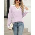 thumbnail image 2 of Long Sleeve Shirts for Women 2024 New Lapel Neck Ribbed Knit Tee Tops Casual Bussiness Back to School Loose Tunic Blouse Shermie, 2 of 6