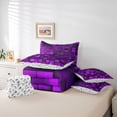 thumbnail image 6 of Manfei Modern Abstract Geometric 7-Piece Bedding Comforter Set,Vintage Checkered Grid King Bedding Sets,Purple Classic Plaid Bed Sheets For Girls Boys,Super Cozy Room Decor Reversible, 6 of 8
