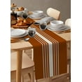thumbnail image 3 of Burnt Orange Beige Striped Table Runners 90 Inches Long, Cotton Linen Fabric Table Runner Dresser Scarf, Farmhouse Retro Lines Modern Tablerunner for Party/Kitchen/Dinner/Wedding Decor 13''x90'', 3 of 7