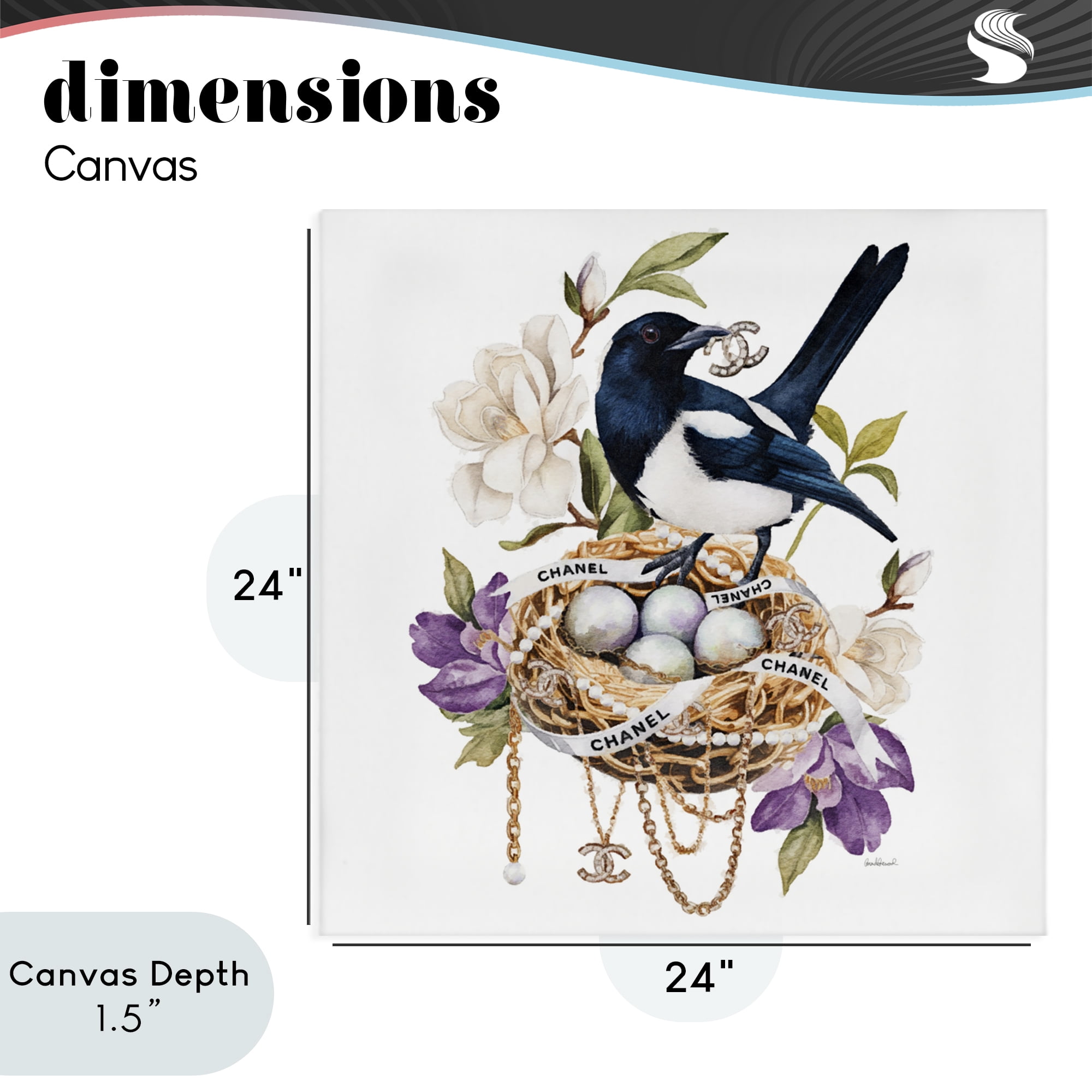 Stupell Industries Glam Birds Nest Magnolia Canvas Wall Art, design by Amanda Greenwood