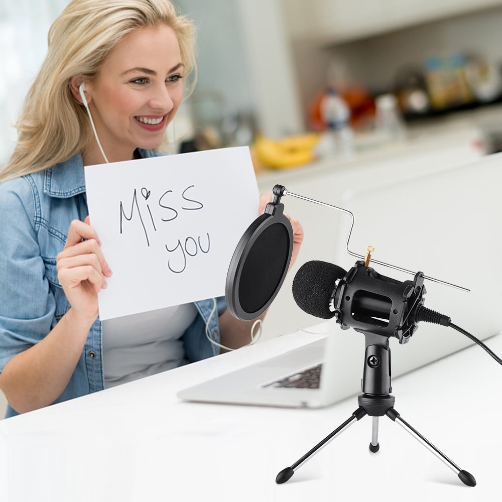 Aibecy Video Recording Microphone Kit Including Tripod Mount Pop Filter Windshield and Adapter Cable 3.5mm Plug